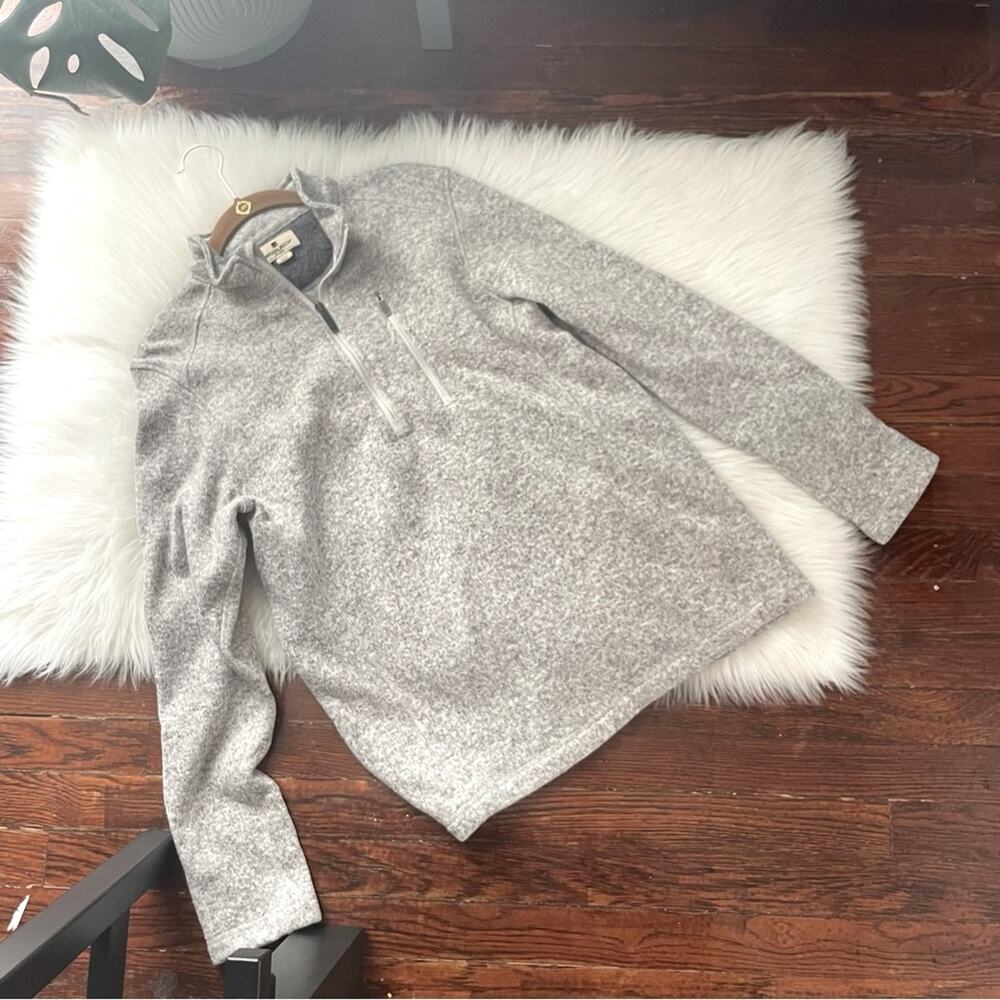 Grey Heather Quarter Zip Pullover by Woolrich Size Medium